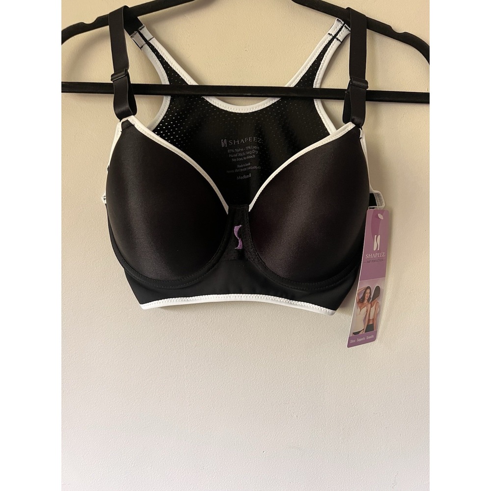 Shapeez The Sportee  BRA Size Medium B Shapewear Back Smoothing Black